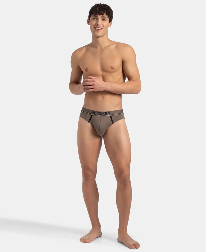 Super Combed Cotton Rib Solid Brief with Ultrasoft Waistband - Dark Khaki (Pack of 2)