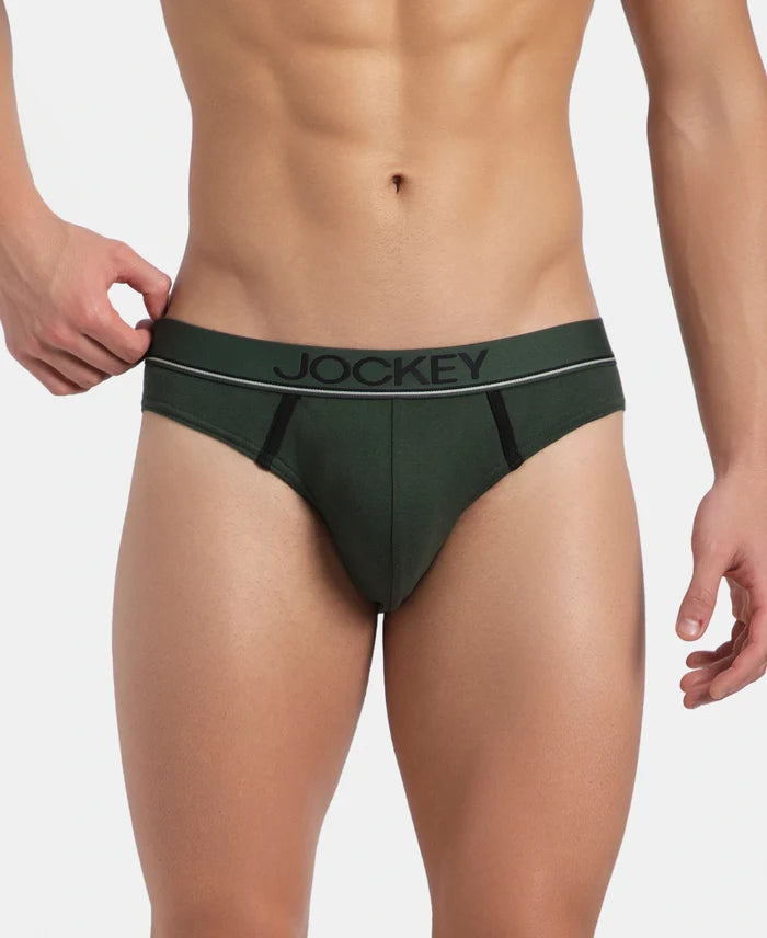 Super Combed Cotton Rib Solid Brief with Ultrasoft Waistband - Deep Forest (Pack of 2)