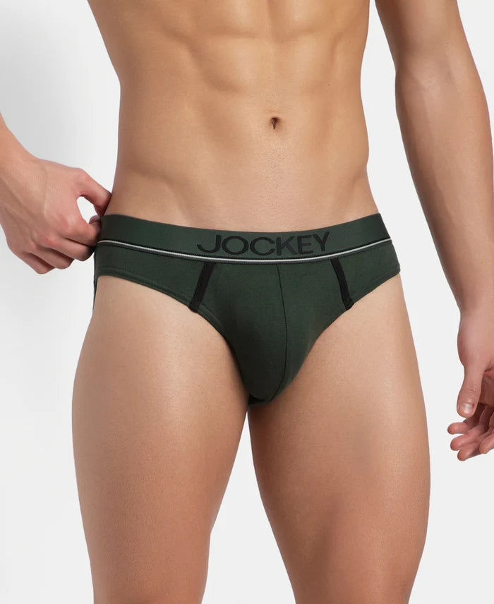 Super Combed Cotton Rib Solid Brief with Ultrasoft Waistband - Deep Forest (Pack of 2)