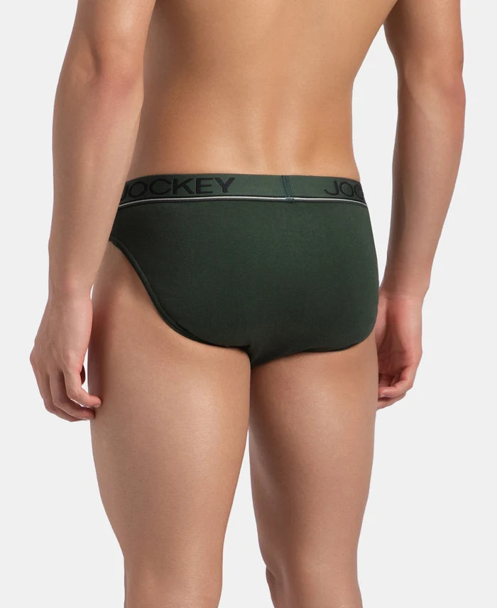 Super Combed Cotton Rib Solid Brief with Ultrasoft Waistband - Deep Forest (Pack of 2)