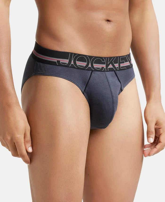 Super Combed Cotton Rib Solid Brief with Ultrasoft Waistband - Graphite-3