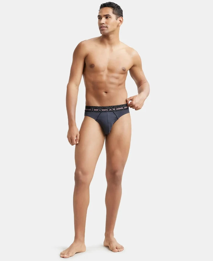 Super Combed Cotton Rib Solid Brief with Ultrasoft Waistband - Graphite-5