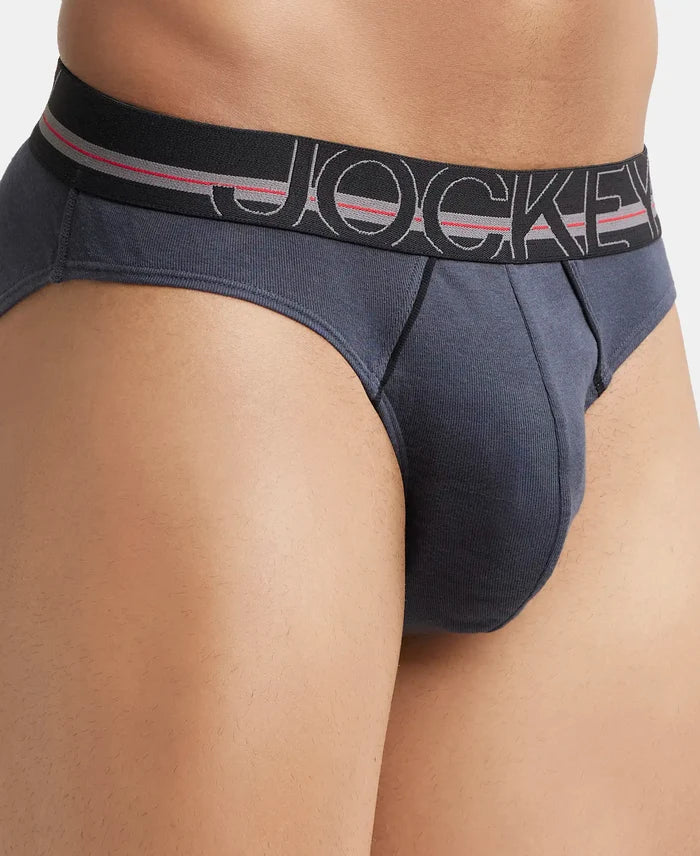 Super Combed Cotton Rib Solid Brief with Ultrasoft Waistband - Graphite (Pack of 2)