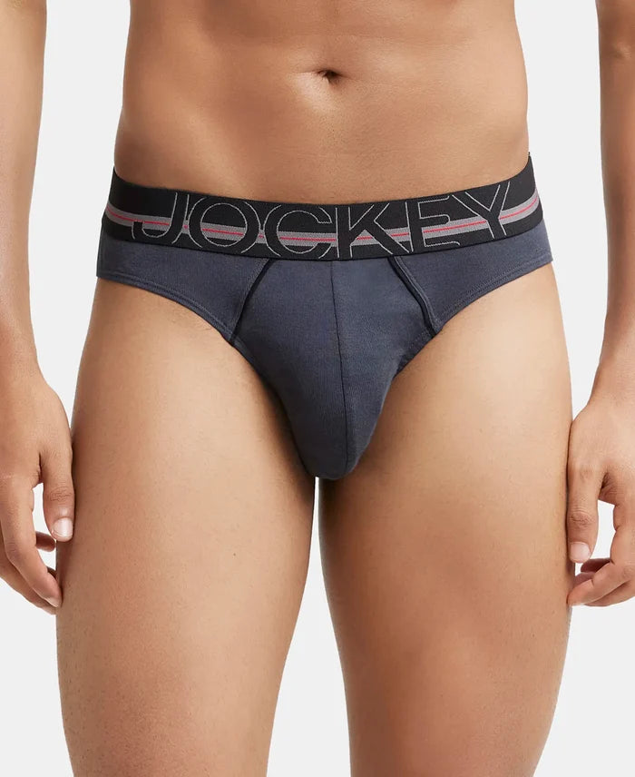 Super Combed Cotton Rib Solid Brief with Ultrasoft Waistband - Graphite-2