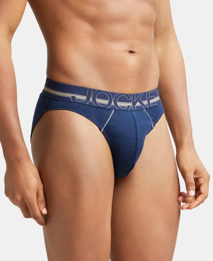 Super Combed Cotton Rib Solid Brief with Ultrasoft Waistband - Navy-3
