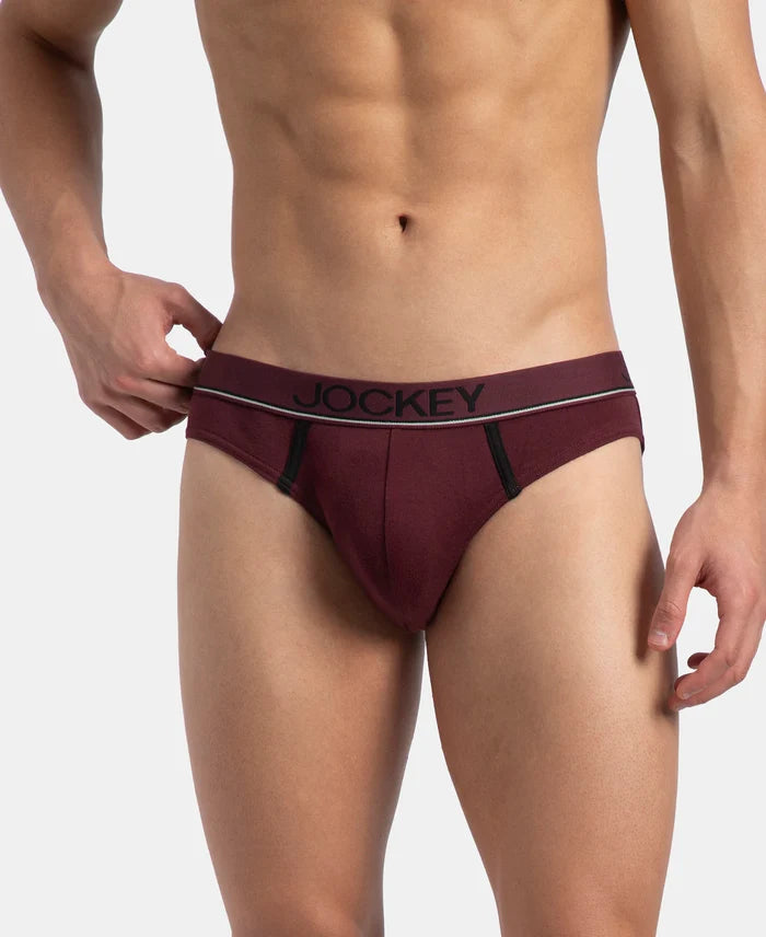 Super Combed Cotton Rib Solid Brief with Ultrasoft Waistband - Port Royale (Pack of 2)