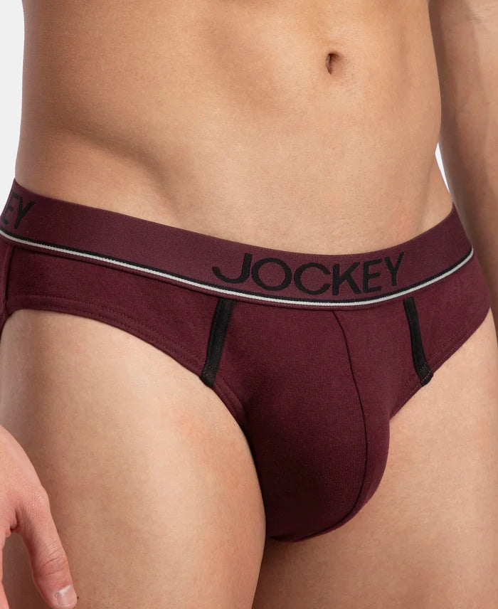 Super Combed Cotton Rib Solid Brief with Ultrasoft Waistband - Port Royale (Pack of 2)