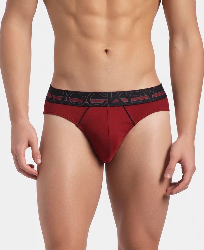 Super Combed Cotton Rib Solid Brief with Ultrasoft Waistband - Sundried Tomato (Pack of 2)