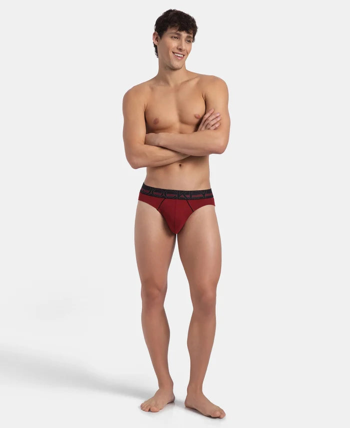 Super Combed Cotton Rib Solid Brief with Ultrasoft Waistband - Sundried Tomato (Pack of 2)
