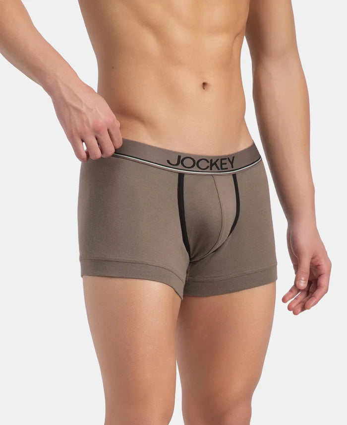 Super Combed Cotton Rib Solid Trunk with Ultrasoft Waistband - Dark Khaki (Pack of 2)