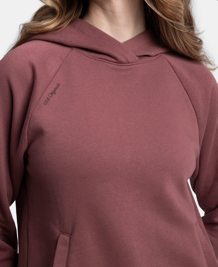 Super Combed Cotton Rich Fleece Fabric Raglan Sleeve Hoodie Sweatshirt - Wild Ginger