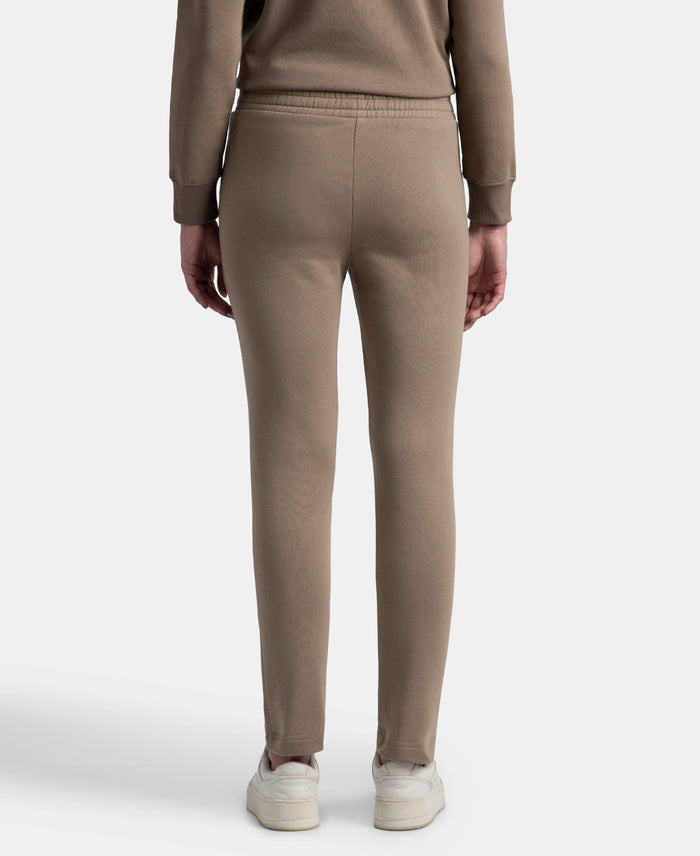Super Combed Cotton Rich Fleece Fabric Straight Fit Trackpants with Zipper Pockets - Desert Taupe