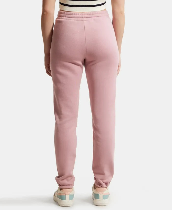 Super Combed Cotton Rich Fleece Fabric Straight Fit Trackpants with Zipper Pockets - Lilas