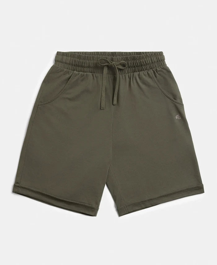 Super Combed Cotton Rich Regular Fit Shorts with Side Pockets - Beetle