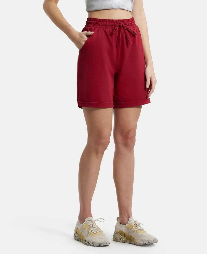 Super Combed Cotton Rich Regular Fit Shorts with Side Pockets - Biking Red-2