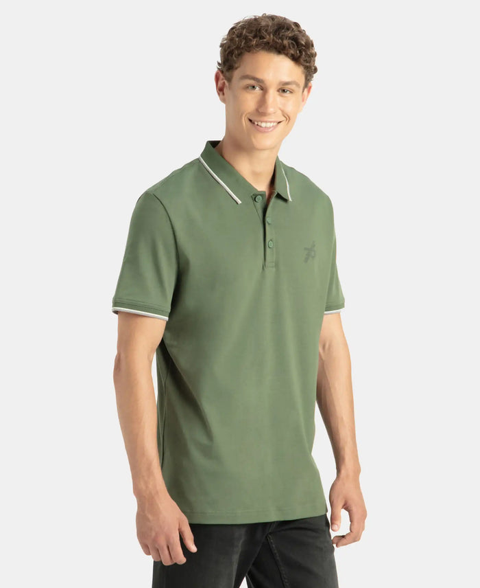Super Combed Cotton Rich Solid Half Sleeve Polo T-Shirt - Iceberg Green