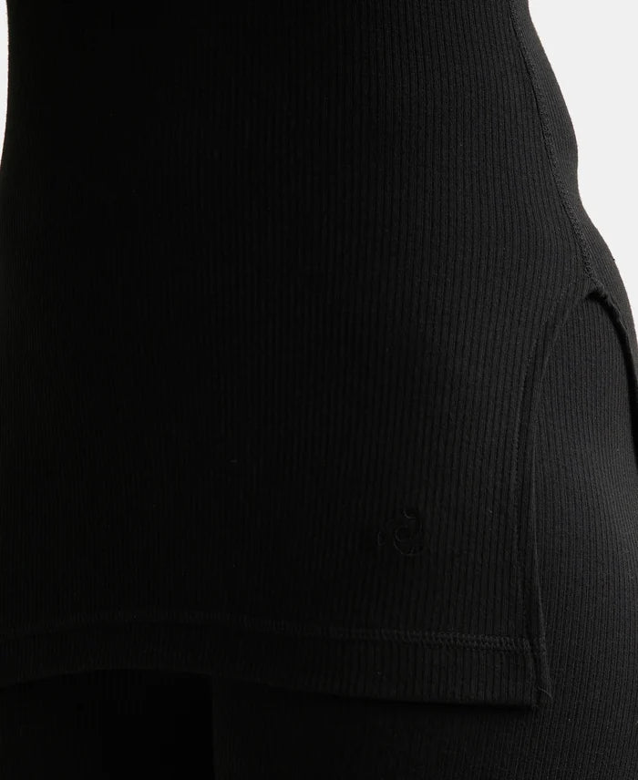 Super Combed Cotton Rich Three Quarter Sleeve Thermal Set with StayWarm Technology - Black