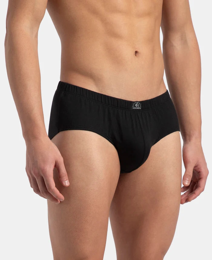 Super Combed Cotton Solid Brief with Ultrasoft Concealed Waistband - Black (Pack of 3)