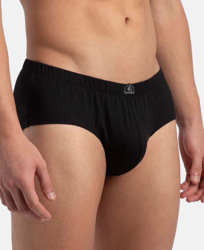 Super Combed Cotton Solid Brief with Ultrasoft Concealed Waistband - Black (Pack of 2)