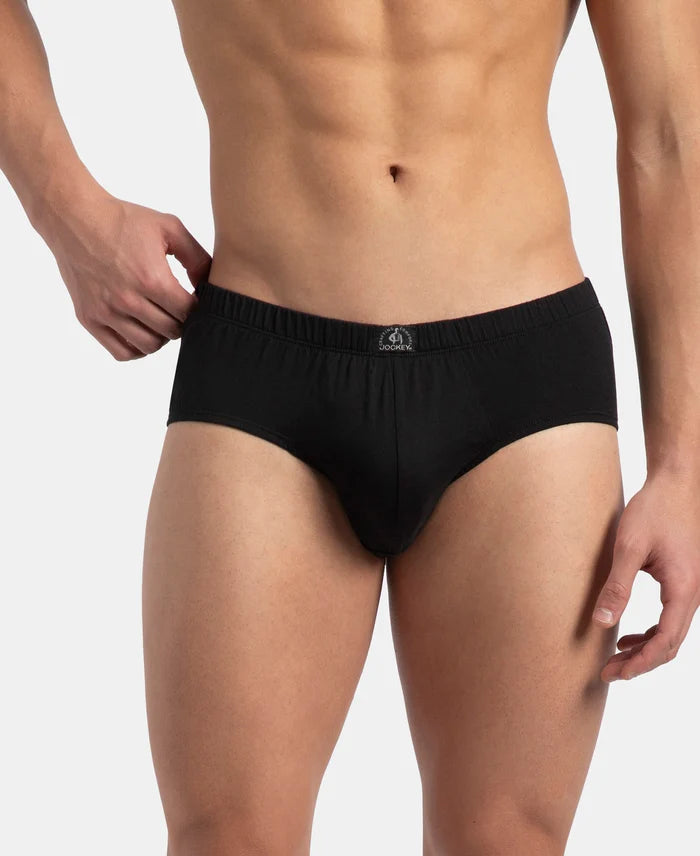 Super Combed Cotton Solid Brief with Ultrasoft Concealed Waistband - Black (Pack of 3)