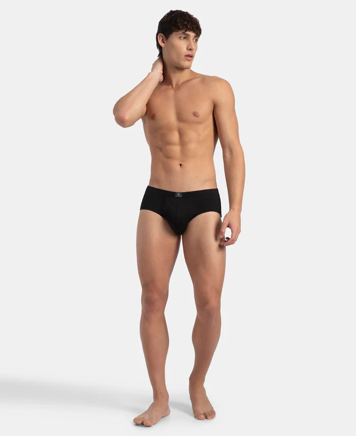 Super Combed Cotton Solid Brief with Ultrasoft Concealed Waistband - Black (Pack of 3)