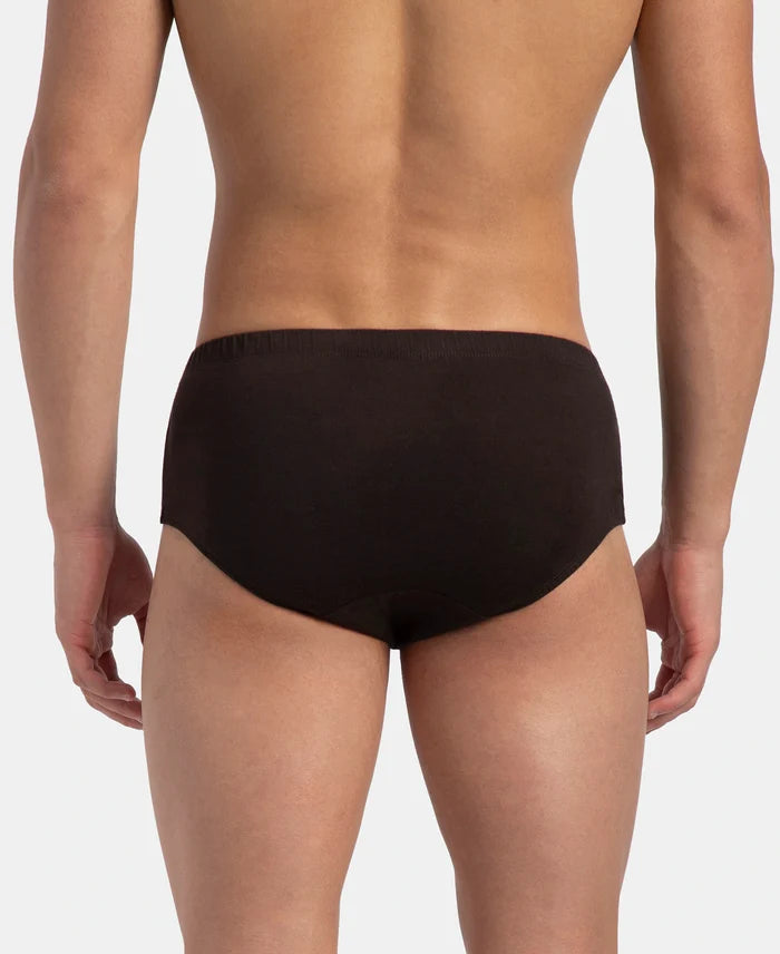Super Combed Cotton Solid Brief with Ultrasoft Concealed Waistband - Brown (Pack of 3)
