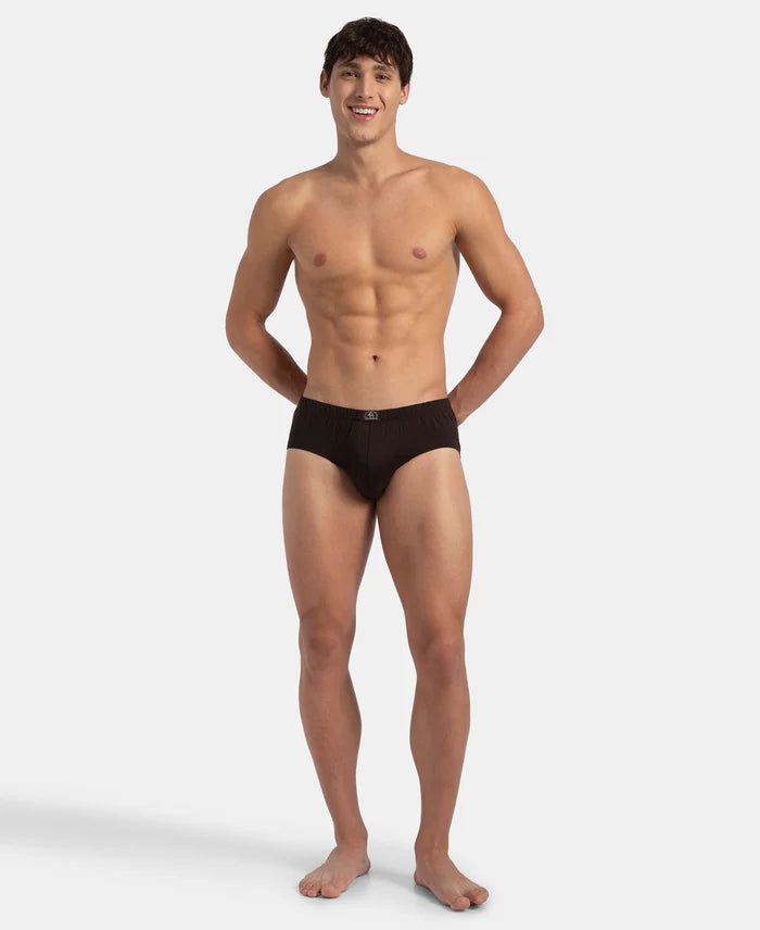 Super Combed Cotton Solid Brief with Ultrasoft Concealed Waistband - Brown (Pack of 2)