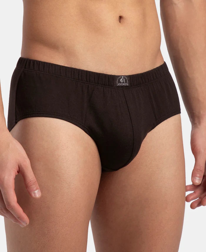 Super Combed Cotton Solid Brief with Ultrasoft Concealed Waistband - Brown (Pack of 3)