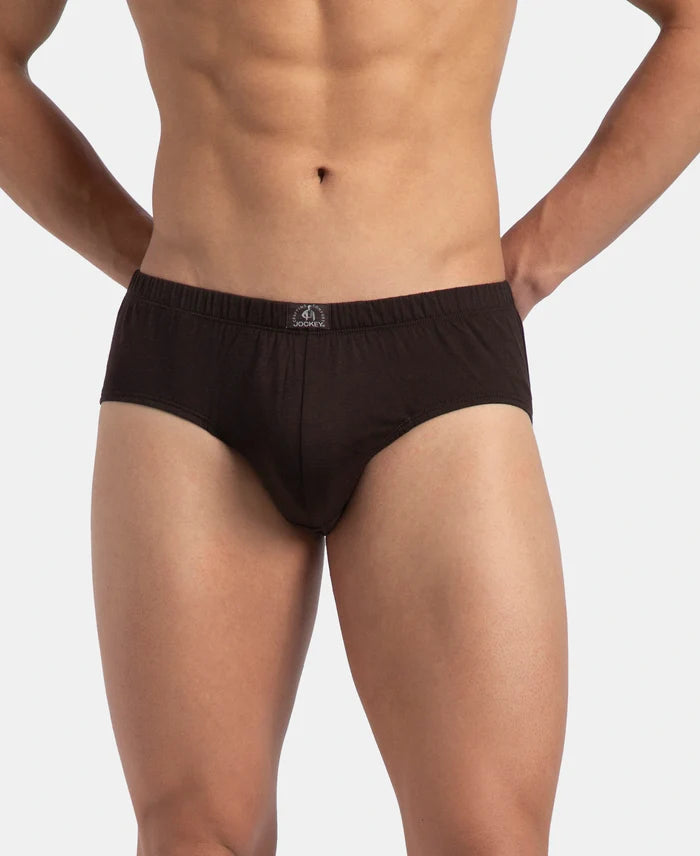 Super Combed Cotton Solid Brief with Ultrasoft Concealed Waistband - Brown (Pack of 3)