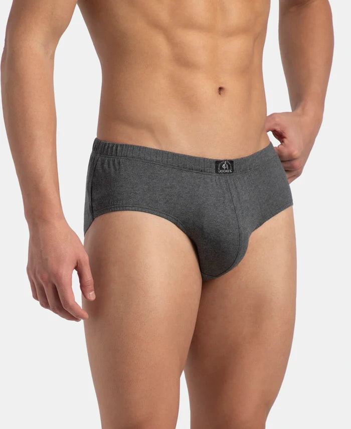 Super Combed Cotton Solid Brief with Ultrasoft Concealed Waistband - Charcoal Melange (Pack of 2)