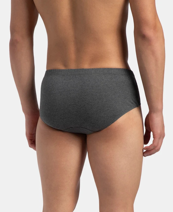 Super Combed Cotton Solid Brief with Ultrasoft Concealed Waistband - Charcoal Melange (Pack of 2)