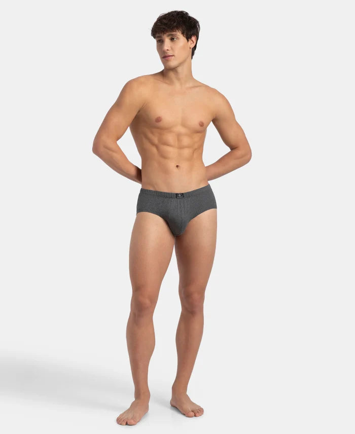 Super Combed Cotton Solid Brief with Ultrasoft Concealed Waistband - Charcoal Melange (Pack of 2)