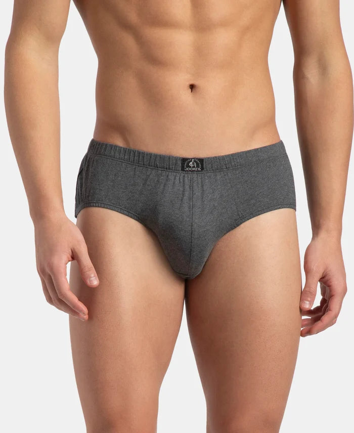 Super Combed Cotton Solid Brief with Ultrasoft Concealed Waistband - Charcoal Melange (Pack of 2)