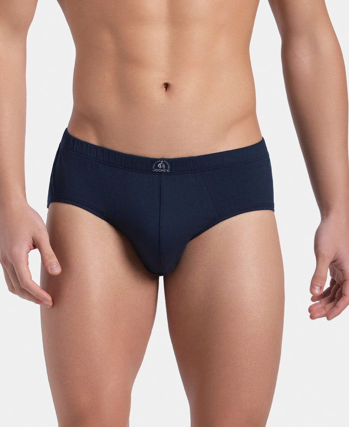 Super Combed Cotton Solid Brief with Ultrasoft Concealed Waistband - Deep Navy (Pack of 3)