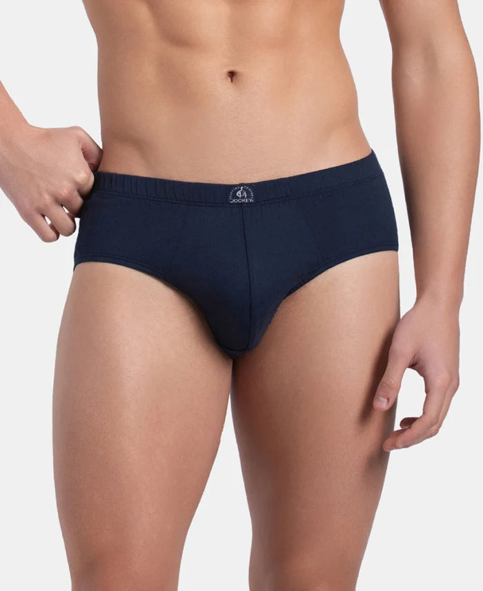 Super Combed Cotton Solid Brief with Ultrasoft Concealed Waistband - Deep Navy (Pack of 3)