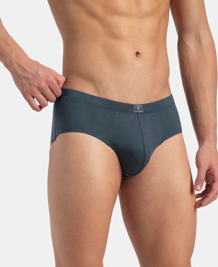 Super Combed Cotton Solid Brief with Ultrasoft Concealed Waistband - Deep Slate (Pack of 2)