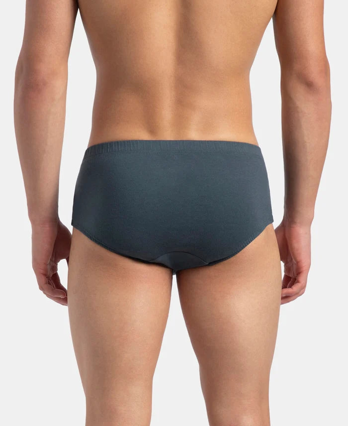 Super Combed Cotton Solid Brief with Ultrasoft Concealed Waistband - Deep Slate (Pack of 2)