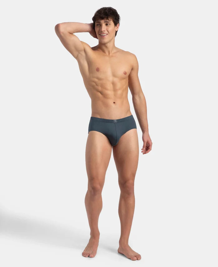 Super Combed Cotton Solid Brief with Ultrasoft Concealed Waistband - Deep Slate (Pack of 2)
