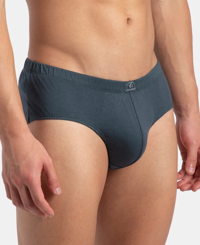 Super Combed Cotton Solid Brief with Ultrasoft Concealed Waistband - Deep Slate (Pack of 2)