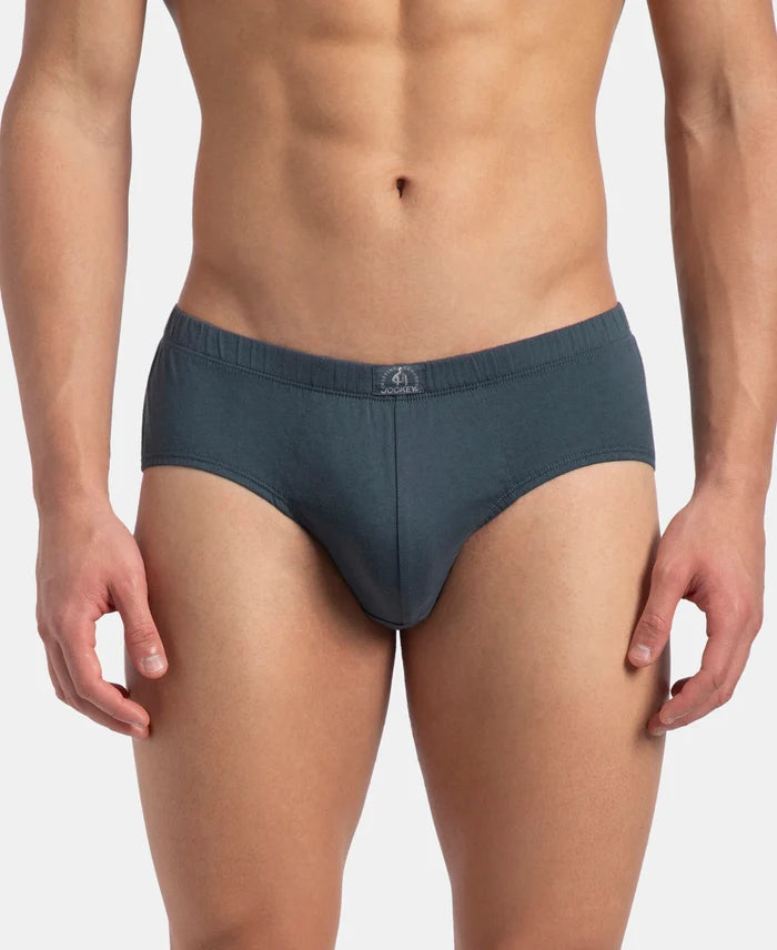 Super Combed Cotton Solid Brief with Ultrasoft Concealed Waistband - Deep Slate (Pack of 2)