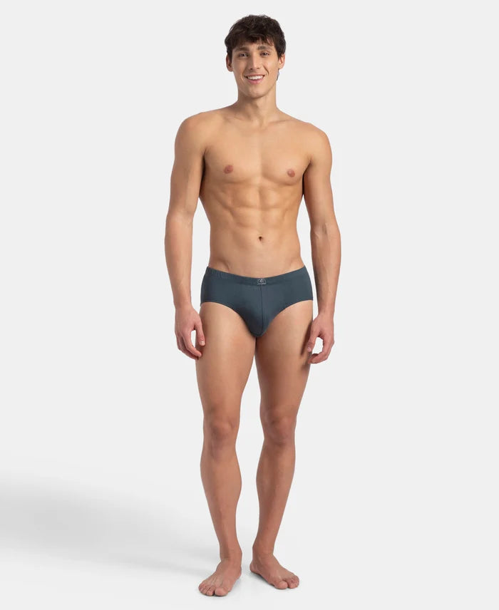 Super Combed Cotton Solid Brief with Ultrasoft Concealed Waistband - Deep Slate (Pack of 2)