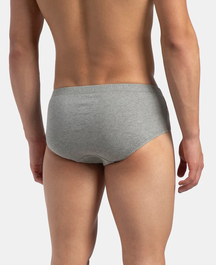 Super Combed Cotton Solid Brief with Ultrasoft Concealed Waistband - Grey Melange (Pack of 3)