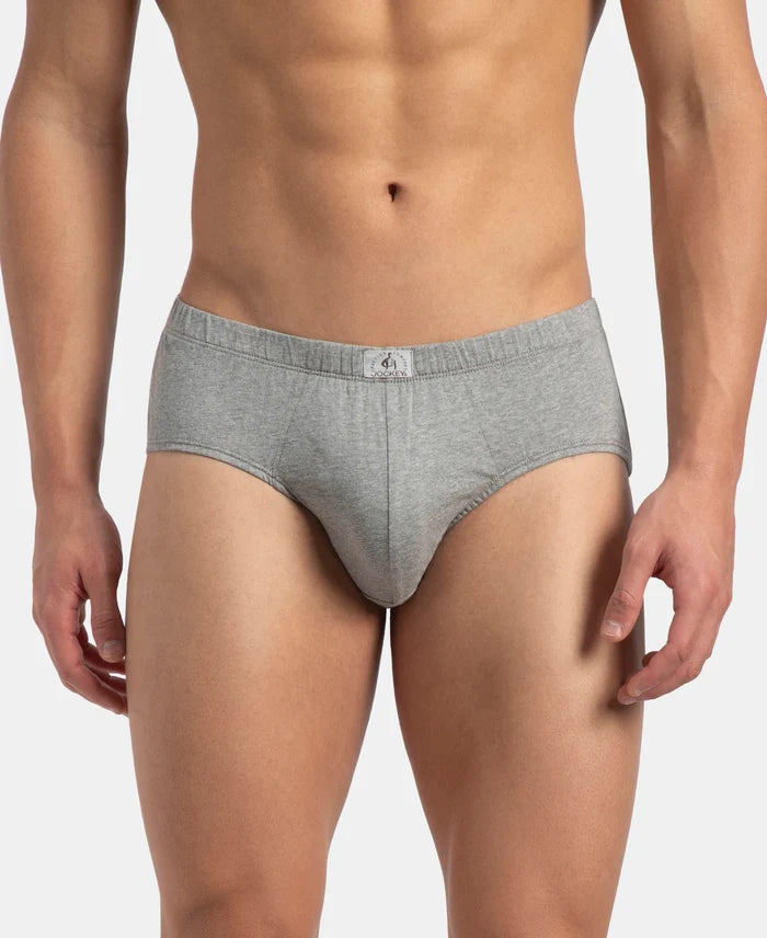 Super Combed Cotton Solid Brief with Ultrasoft Concealed Waistband - Grey Melange (Pack of 3)