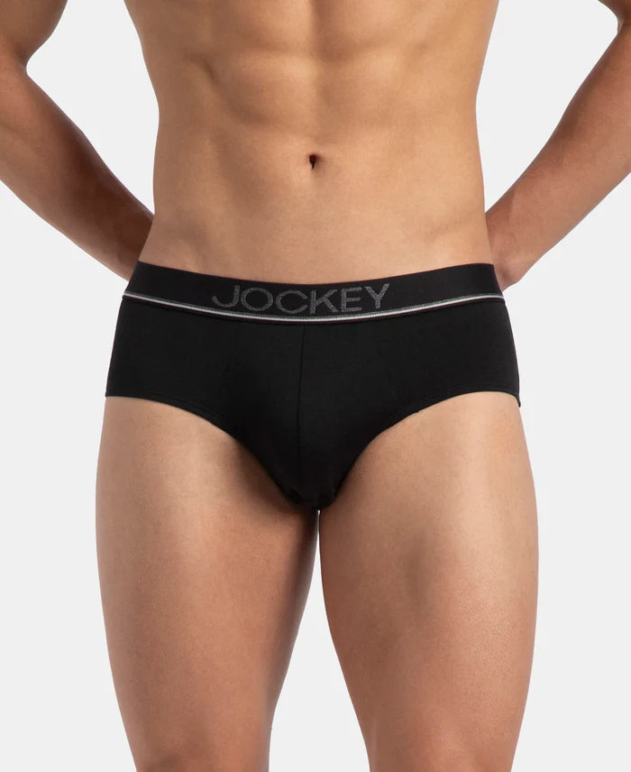 Super Combed Cotton Solid Brief with Ultrasoft Waistband - Black (Pack of 2)