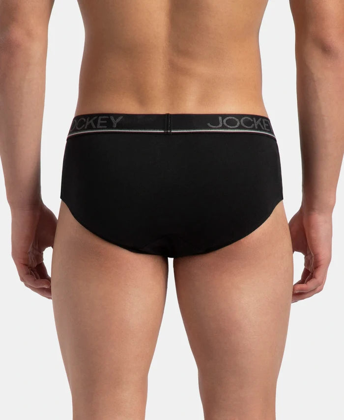 Super Combed Cotton Solid Brief with Ultrasoft Waistband - Black (Pack of 2)