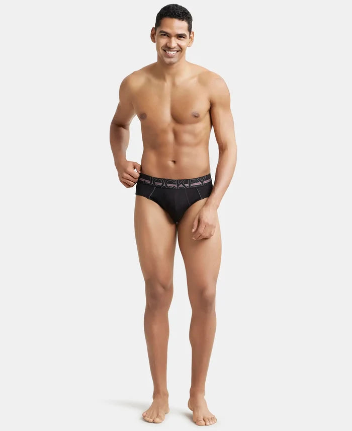Super Combed Cotton Solid Brief with Ultrasoft Waistband - Black-5