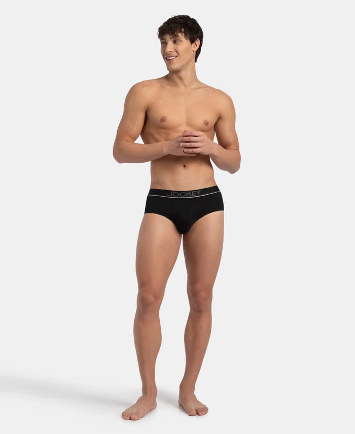 Super Combed Cotton Solid Brief with Ultrasoft Waistband - Black (Pack of 2)