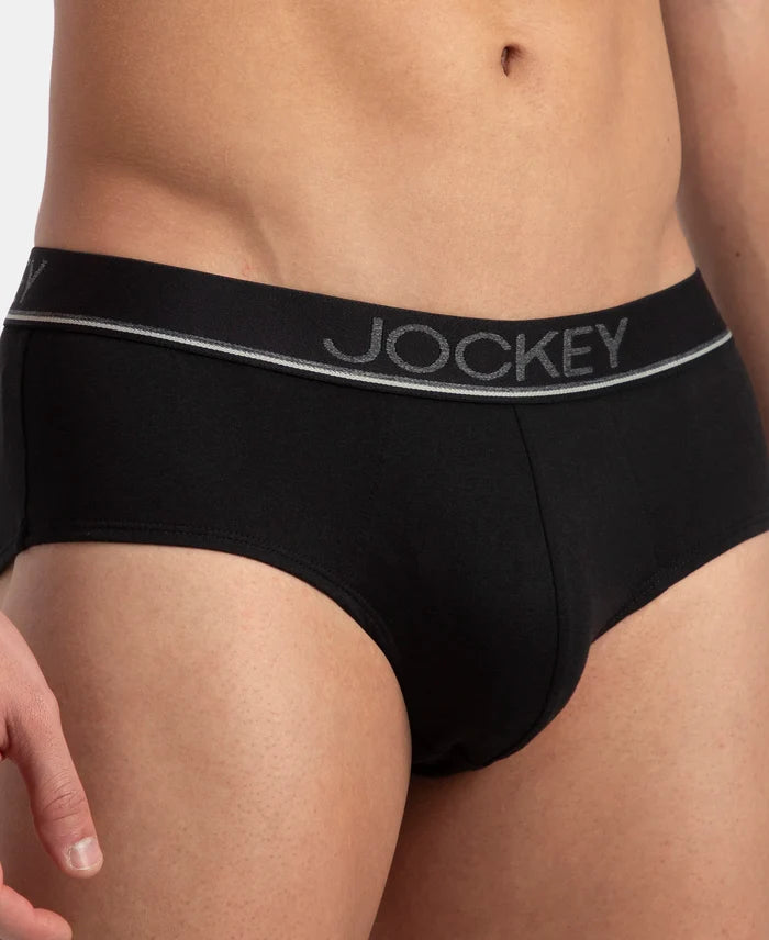 Super Combed Cotton Solid Brief with Ultrasoft Waistband - Black (Pack of 2)