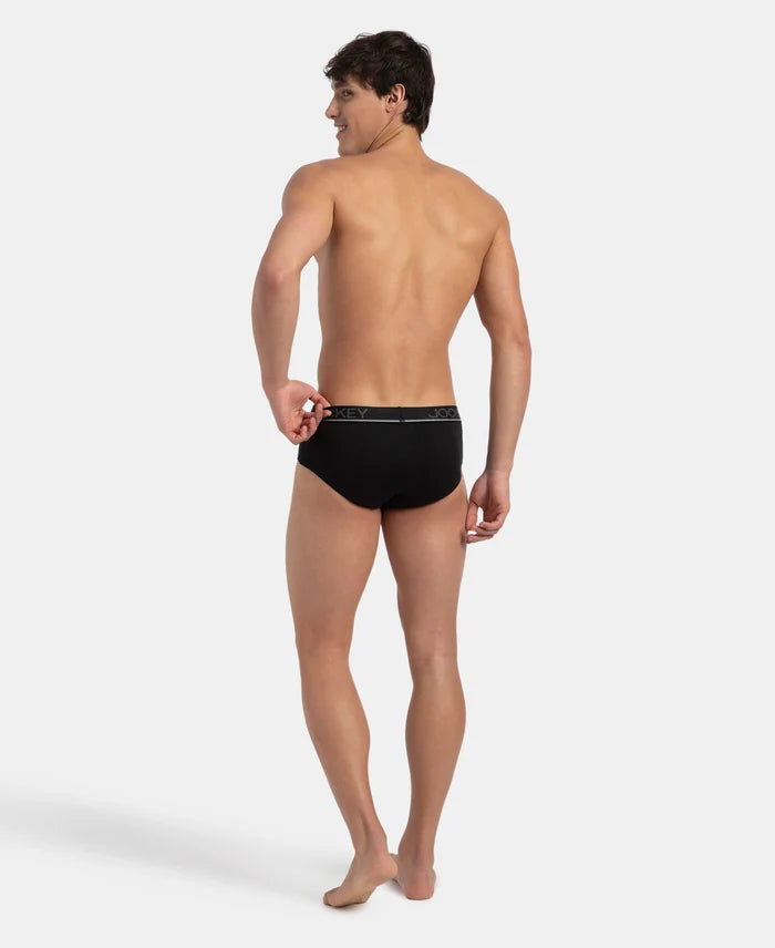 Super Combed Cotton Solid Brief with Ultrasoft Waistband - Black (Pack of 2)