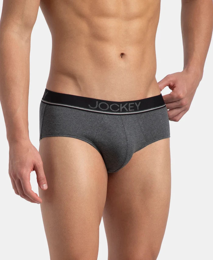 Super Combed Cotton Solid Brief with Ultrasoft Waistband - Charcoal Melange (Pack of 2)